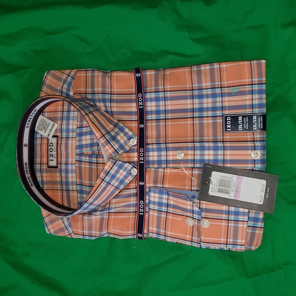 Izod Other - IZOD Men's Long Sleeve Button Down Shirt Size XXL Orange/Blue/White NWT